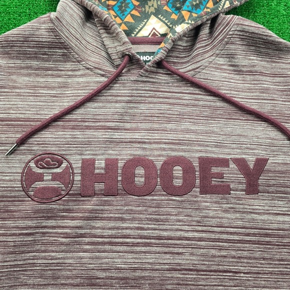 Hooey Lock Up Hoodie Sweatshirt Mens 2XL Burgundy Striped Pullover Aztec Hood - Picture 3 of 11